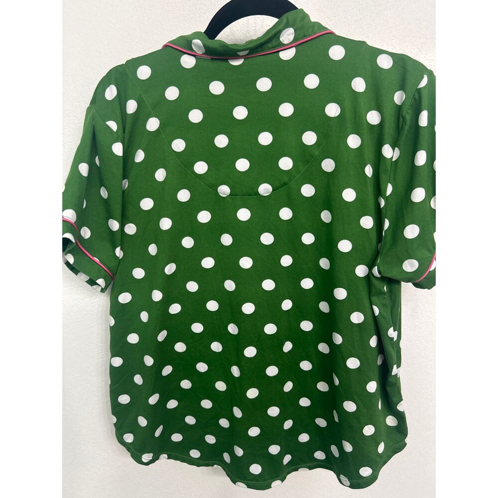 Kate Spade Green Pink White Polka Dots Pajama Shorts Set Size Large - Picture 8 of 13